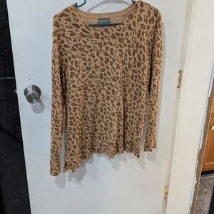Style & Co. Leopard Print Long Sleeve Top - Brown